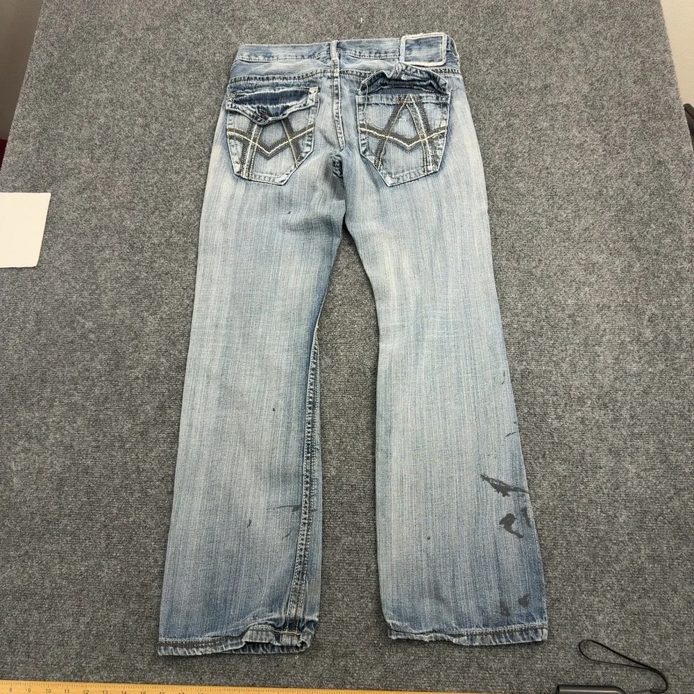 Helix Jeans Mens 32x32 Blue Denim Slim Boot Distressed Y2K Streetwear